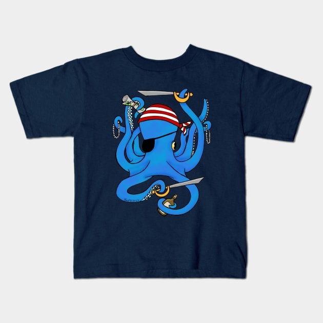 Pirate Octopus Kids T-Shirt by HonuHoney